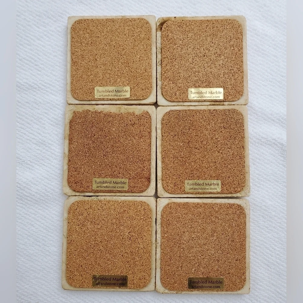 SET of 6 Pinehurst Number #2 2005 US Open Tumbled Marble Coasters